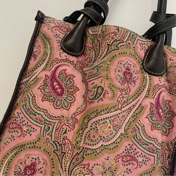 Escada Sport Large Hand bag Pink/Brown Paisley Women’s Designer Vintage - Picture 12 of 16